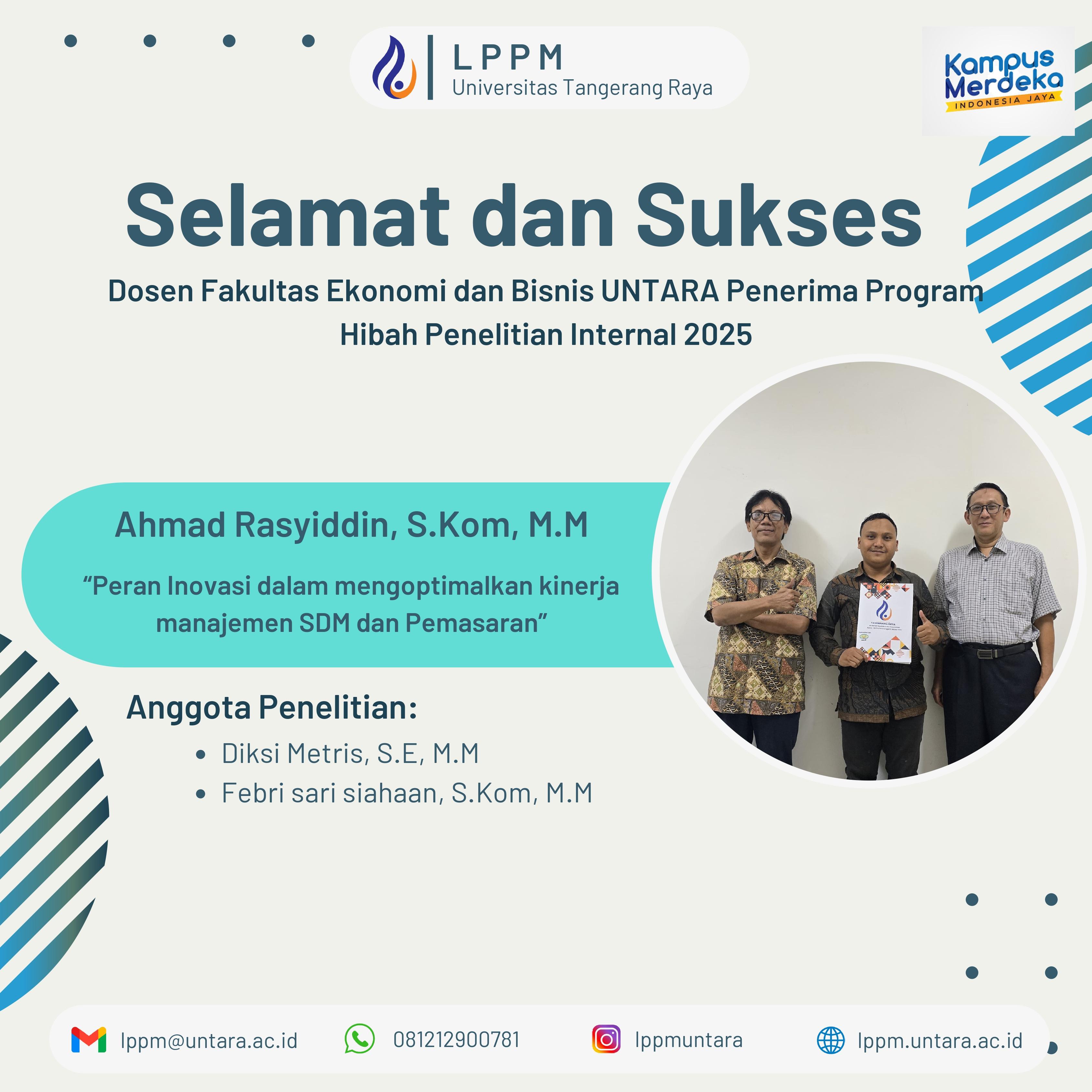 Selamat Atas Hibah Penelitian Internal !!!