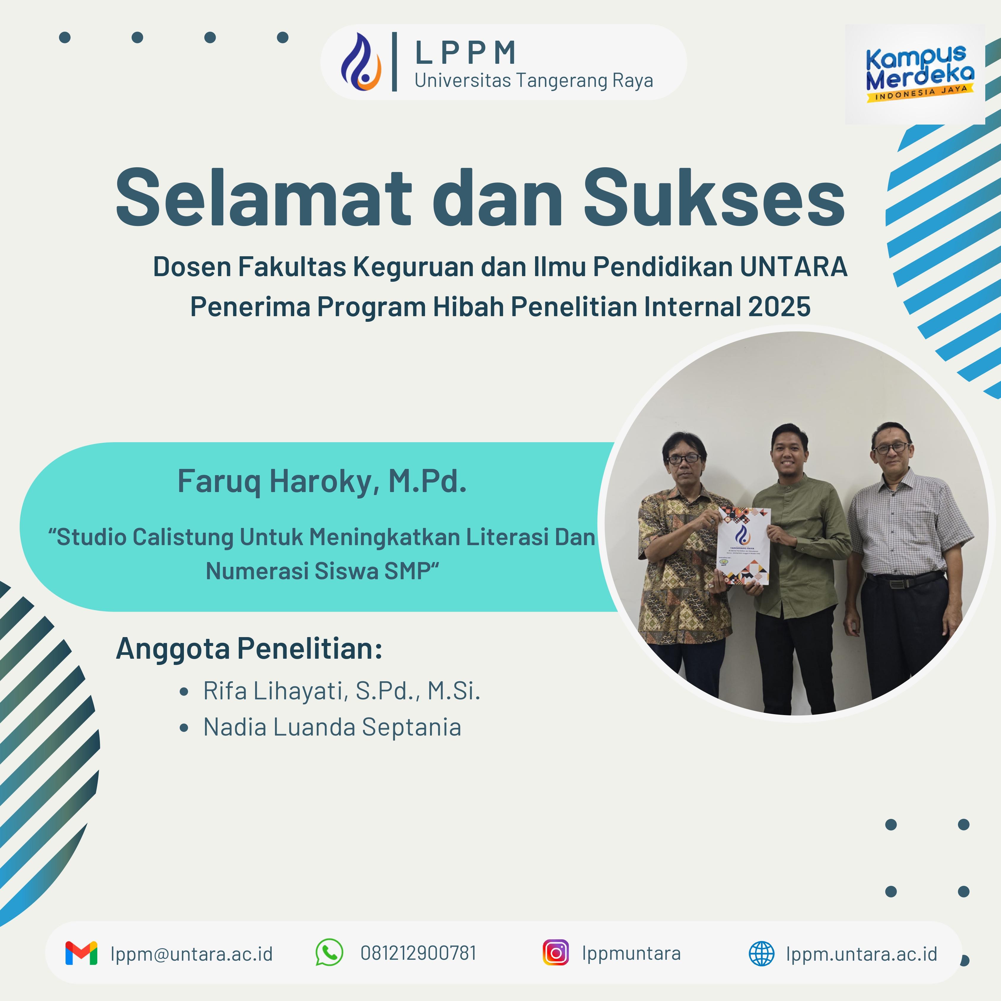 Selamat Atas Hibah Penelitian Internal !!!